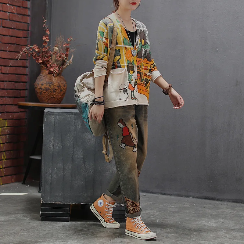 Осенний свитер куртки женские свободные трикотажные повседневные топы пальто 2019