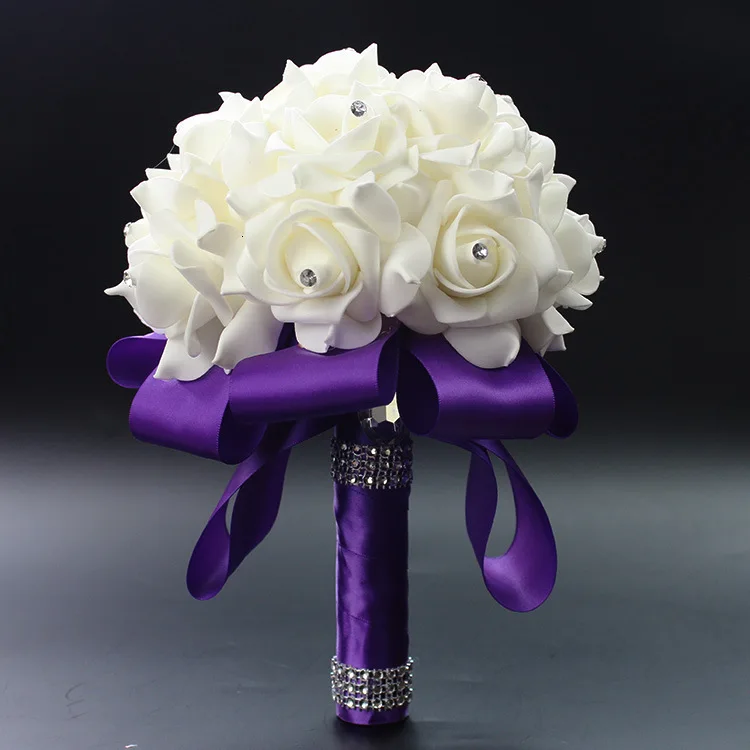 Hot Wedding Flowers Bridal Bouquets Ribbon Artificial Wedding Bouquet Romantic
