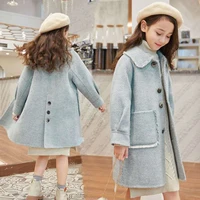 girls woolen coat jacket cotton%c2%a0overcoat 2022 classic warm thicken plus velvet winter autumn teenager school childrens clothes