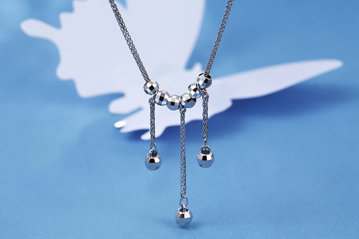 Цепочка с подвеской шариком Glitzy PT950 комплект из платины белого однотонного