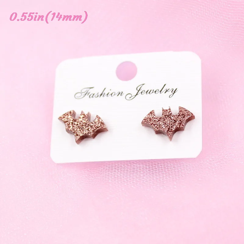 brown glitter-14mm 12/14 мм блеск акриловые серьги-гвоздики в форме черепа паук тыквы призрачная летучая мышь кошка Хэллоуин серьги-гвоздики Allegry серьги-ST-2 - Окраска металла: brown glitter-14mm