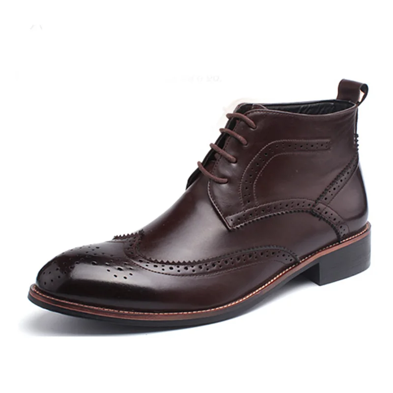 

Men's Leather Boots 2021 New British Style Fashion Men Boot Shoes Men's Casual Boots Brogue Design Ankle Boots for Men