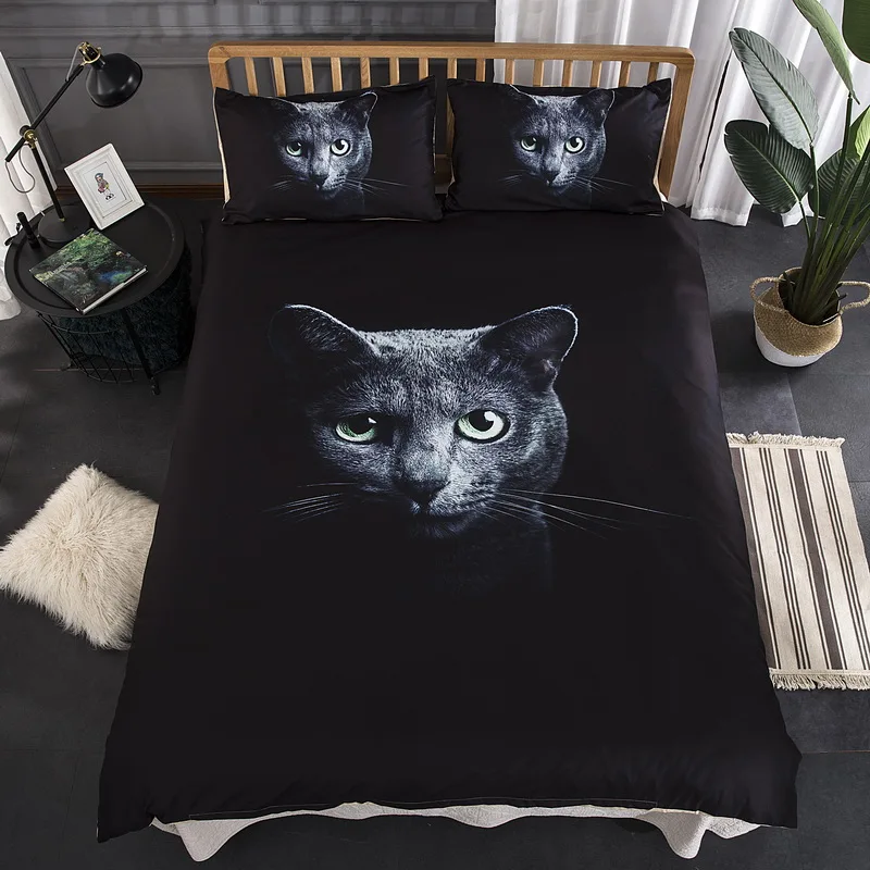 3D Owl Printed Bed Linen Bedding Set Ponder Comforter Cover Quilt Duvet Queen King Double Single Black Cat Beddings | Дом и сад