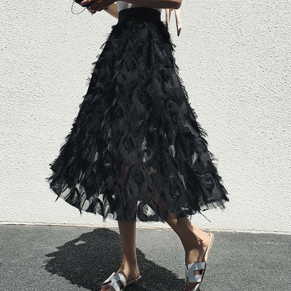 Элегантное новое платье пачка средней длины из тюля с перьями для женщин и