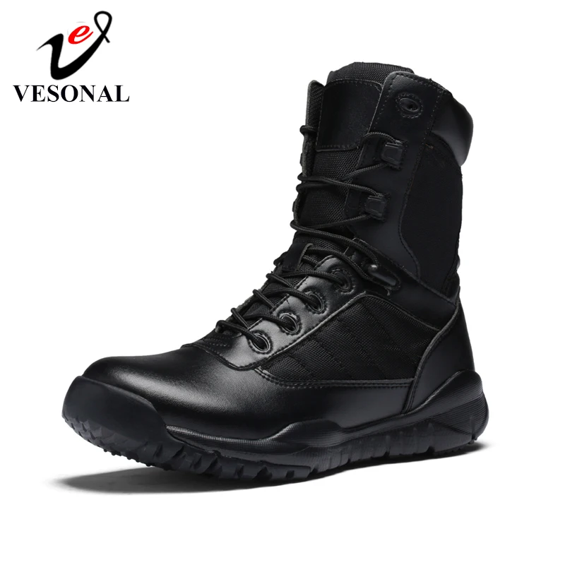 Ботинки мужские демисезонные из натуральной кожи в стиле милитари|Защитная