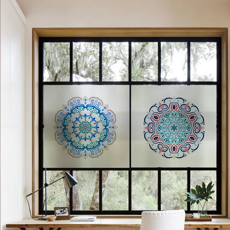 

Mandala Style Print window film Static glass paper balcony bathroom Frosted Decorative film Window stickers Customed 70x120cm