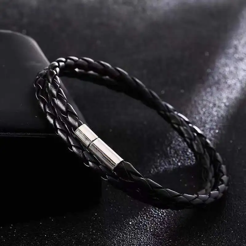 

Модный простой Магнитный Плетеный веревочный браслет, студенческие многослойные кожаные браслеты в стиле панк для мальчиков и девочек, 3 цв...