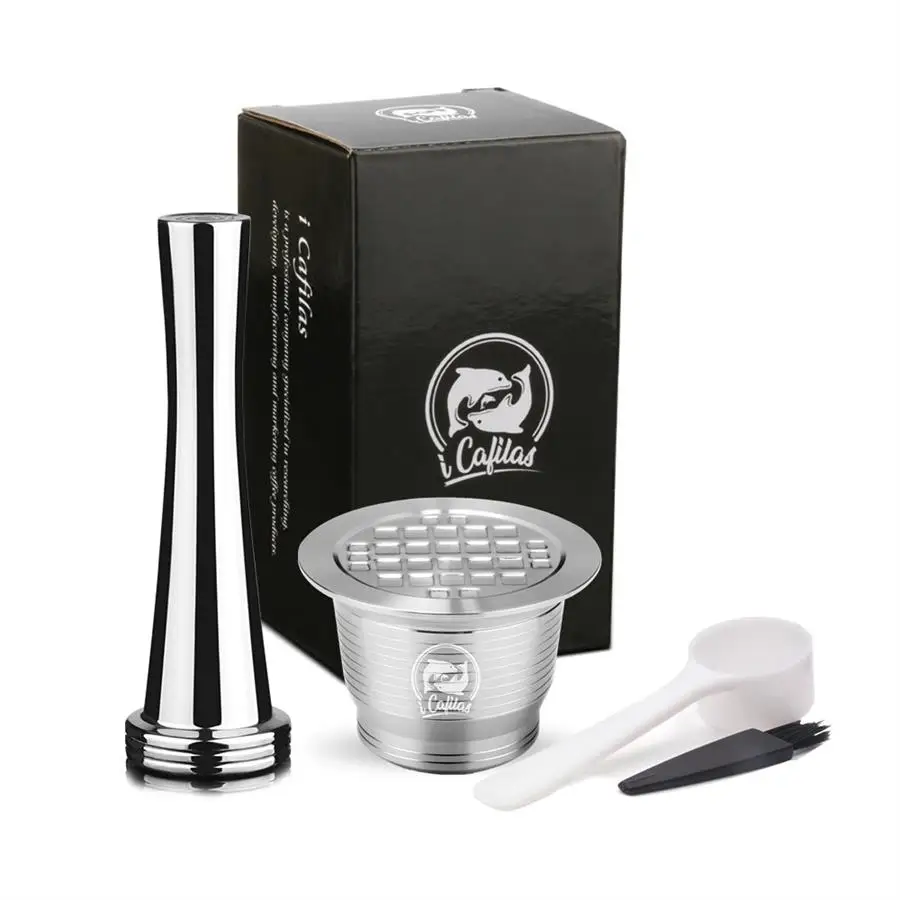 1 Capsule 1Tamper Icafilas многоразовый фильтр для кофе из нержавеющей стали для Nespresso, кофейная капсула многоразового использования, кофейная чашка с фильтром - Цвет: 1 Capsule 1Tamper