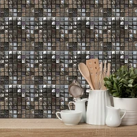 10pcsset glossy mosaic simulation tile wall stickers transfers covers for kitchen tables floor decals waterpoof vinyl wallpaper