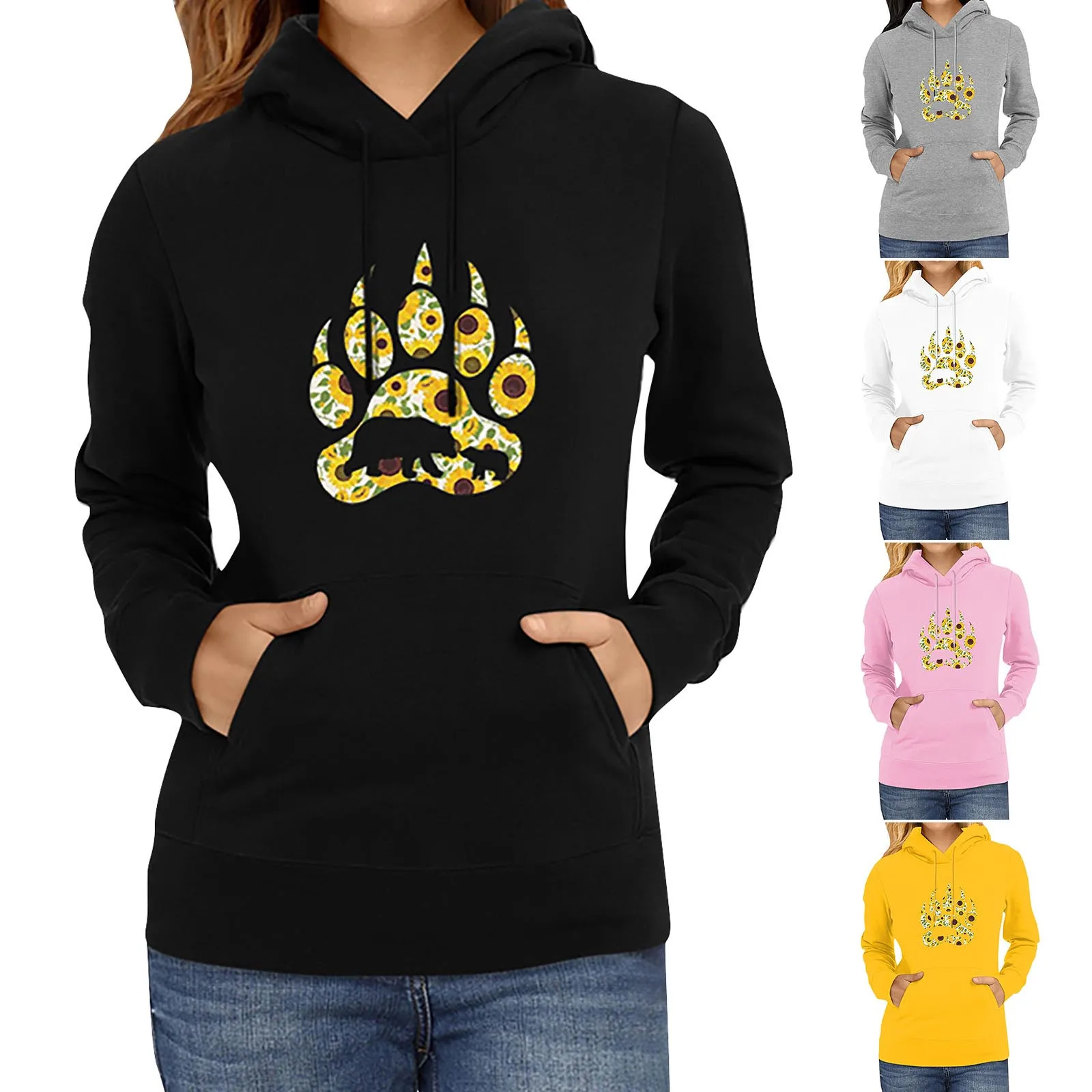 

Oversized Hoodie Sweatshirt Women Fashion Hoodies Sweatshirts Print Drawstring Hooded Long Sleeves Pullover Tops Winter Clothes