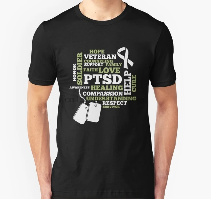 Мужская футболка PTSD с поддержкой ветерана военная wo футболки Топ |