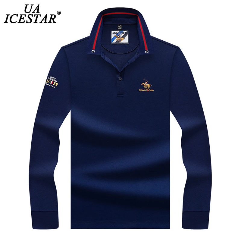Мужская брендовая модная Однотонная рубашка-поло UAICESTAR с 3D вышивкой Повседневная