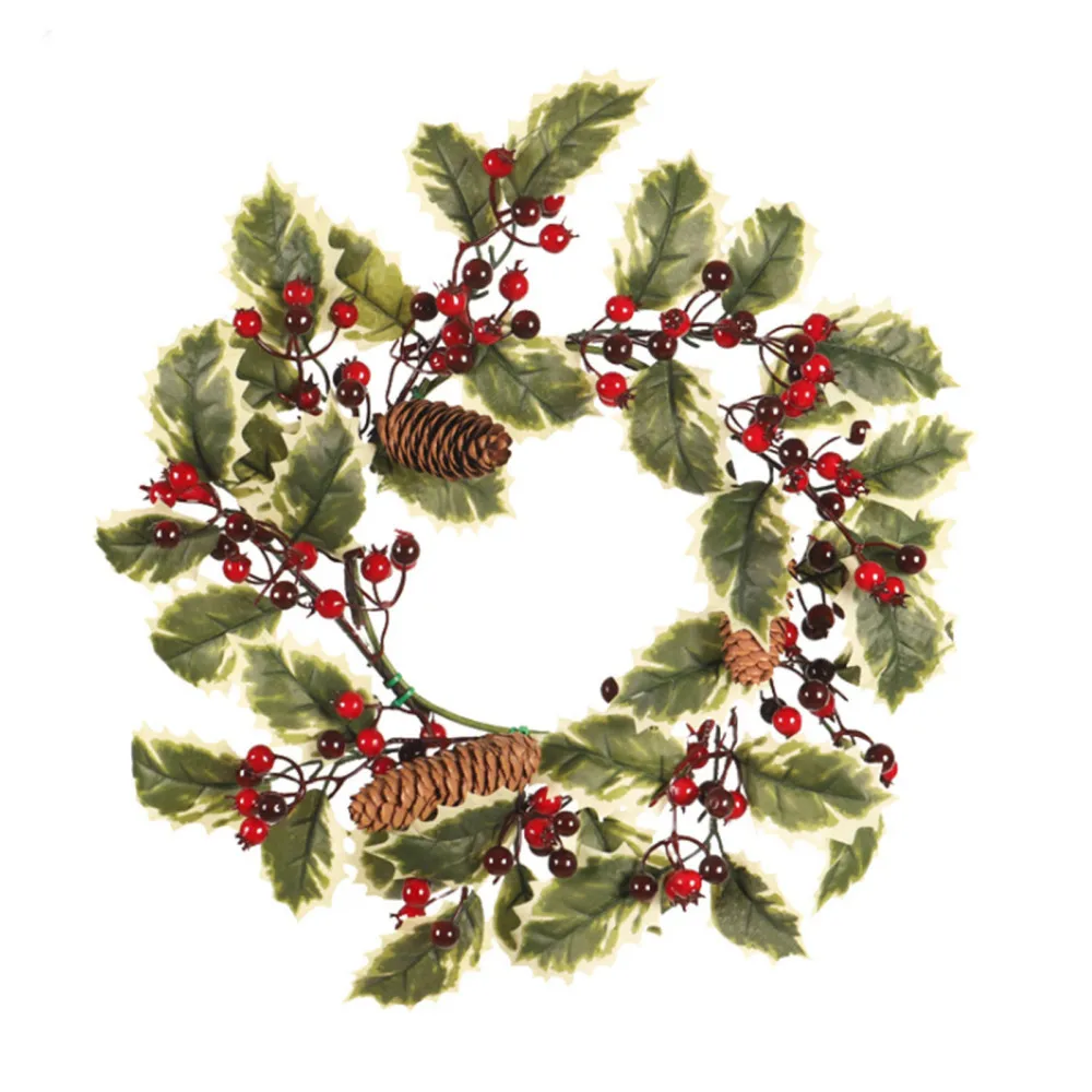 

Венок с искусственными растениями, искусственное украшение, украшение на стену, гирлянда, железное кольцо, шелковая ткань, Рождество