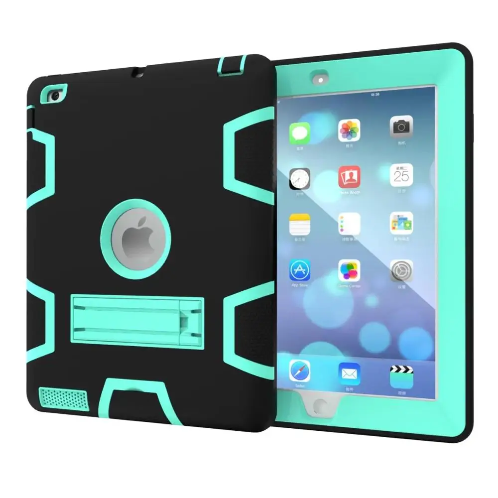 1 Противоударный сверхпрочный чехол для iPad 2/3/4 Гибридный армированный PC резиновый силиконовый чехол с подставкой для iPad 4 3 2 чехол противоударный - Цвет: 1
