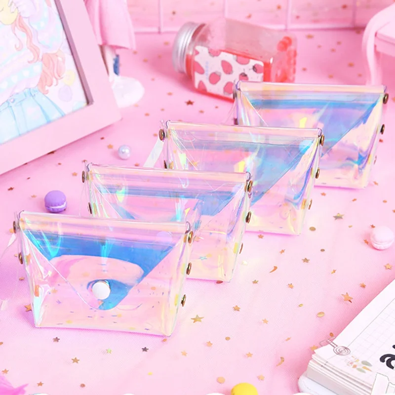 Прозрачный лазерный кошельки для женщин милые открытка Каваий держатель ключей