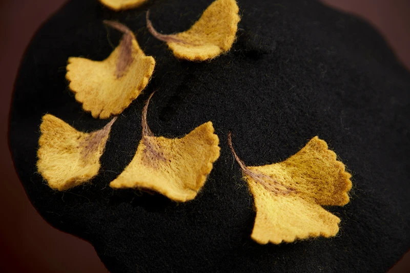 Шерстяная фетровая шляпа ручной работы ginkgo biloba осень зима шерстяная шапка дикого