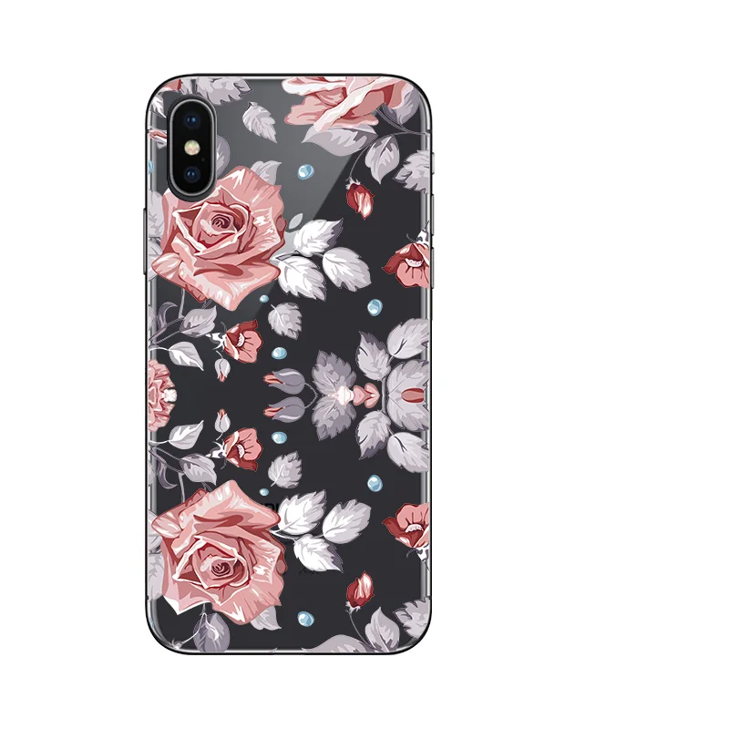 Прозрачный мягкий чехол для телефона с изображением цветов Iphone 11 Pro Max 2019 XI X XS XIR XR 8