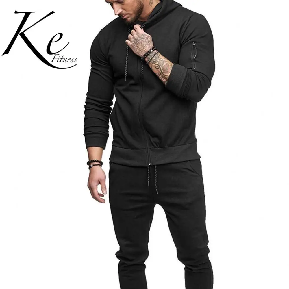 KE 2020 foreign trade autumn and winter new European American trendy men's sports suit arm zipper fitness leisure tracksuit | Спорт и