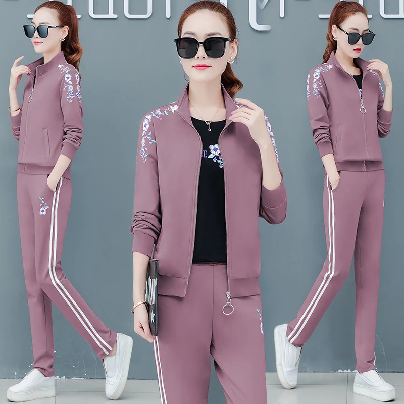 Женские спортивные костюмы толстовки топы спортивный костюм комплект из 3