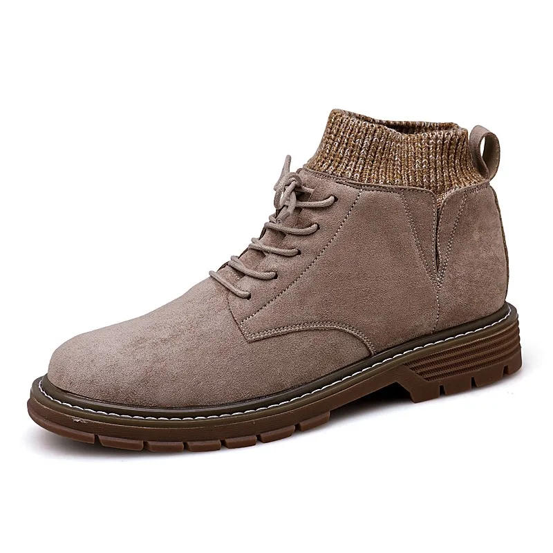 Мужские замшевые ботинки в западном стиле темно синие удобные ботильоны