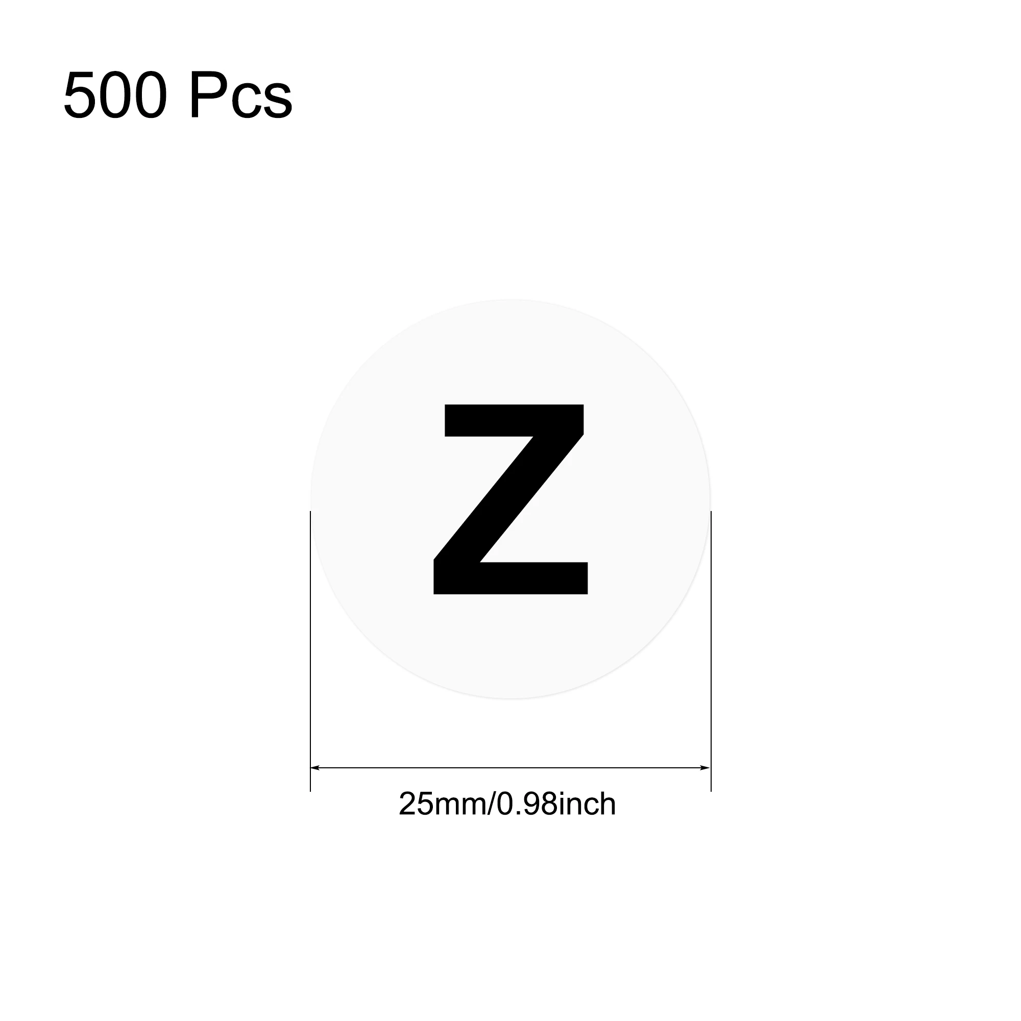 

Uxcell Round Letter Stickers, 25mm Dia Letter Z Self Adhesive PVC Label Waterproof 500 Pcs, Black Word/White Background