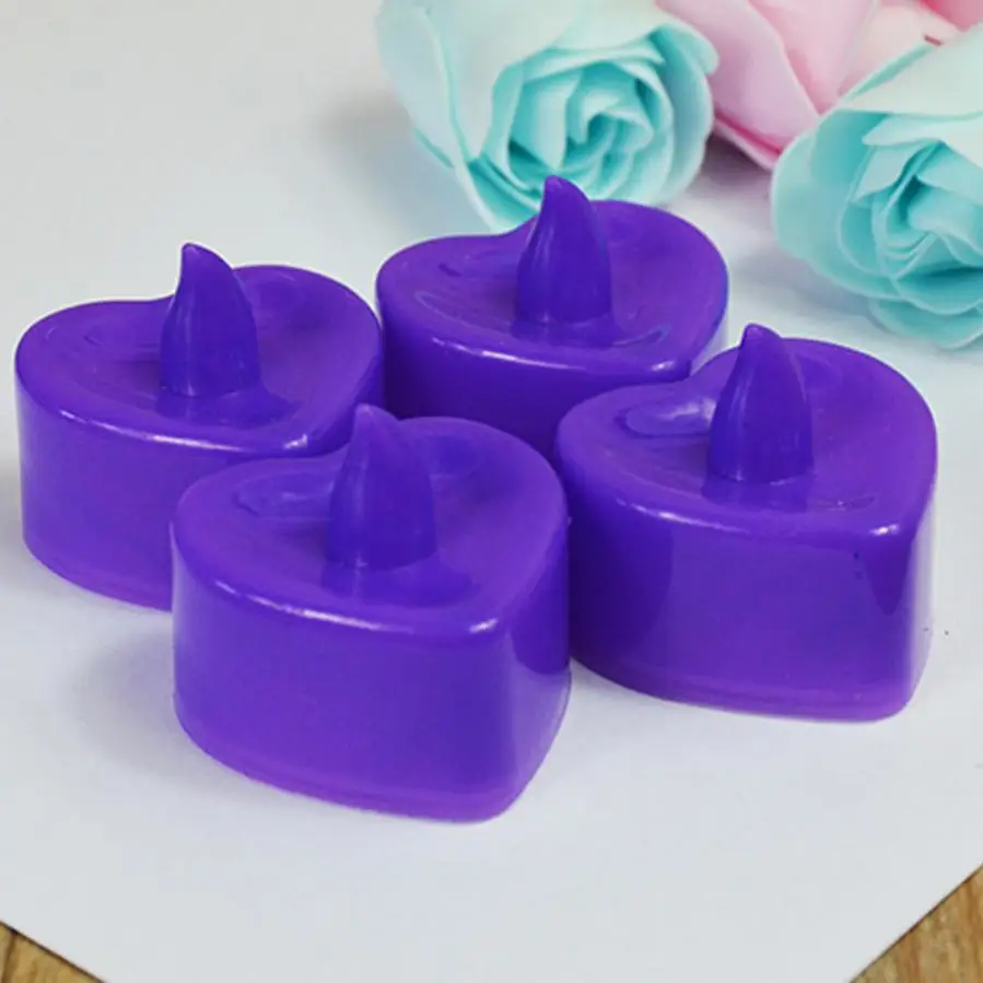 

6Pcs Heart Style Candle Lamp LED Durable Smokeless Indoor Candle Lamp Flameless Simulated Flame LED Birthday Candle Lights