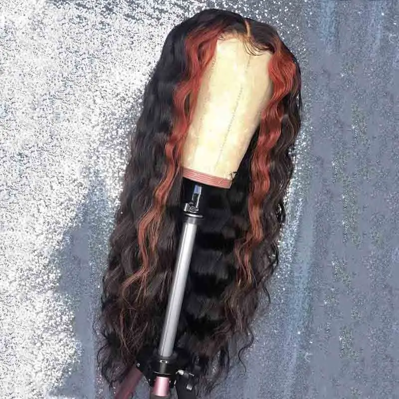 13X6 Выделите имбирь волна воды парик фронта шнурка глубокая часть Омбре