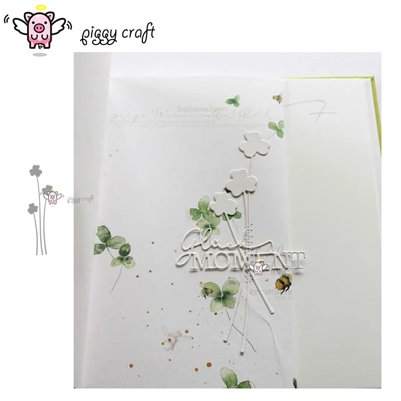 

Металлические режущие штампы свинья, для рукоделия, форма для вырезания клевера, травы в полоску с цветами, для скрапбукинга, бумаги, ремесл...