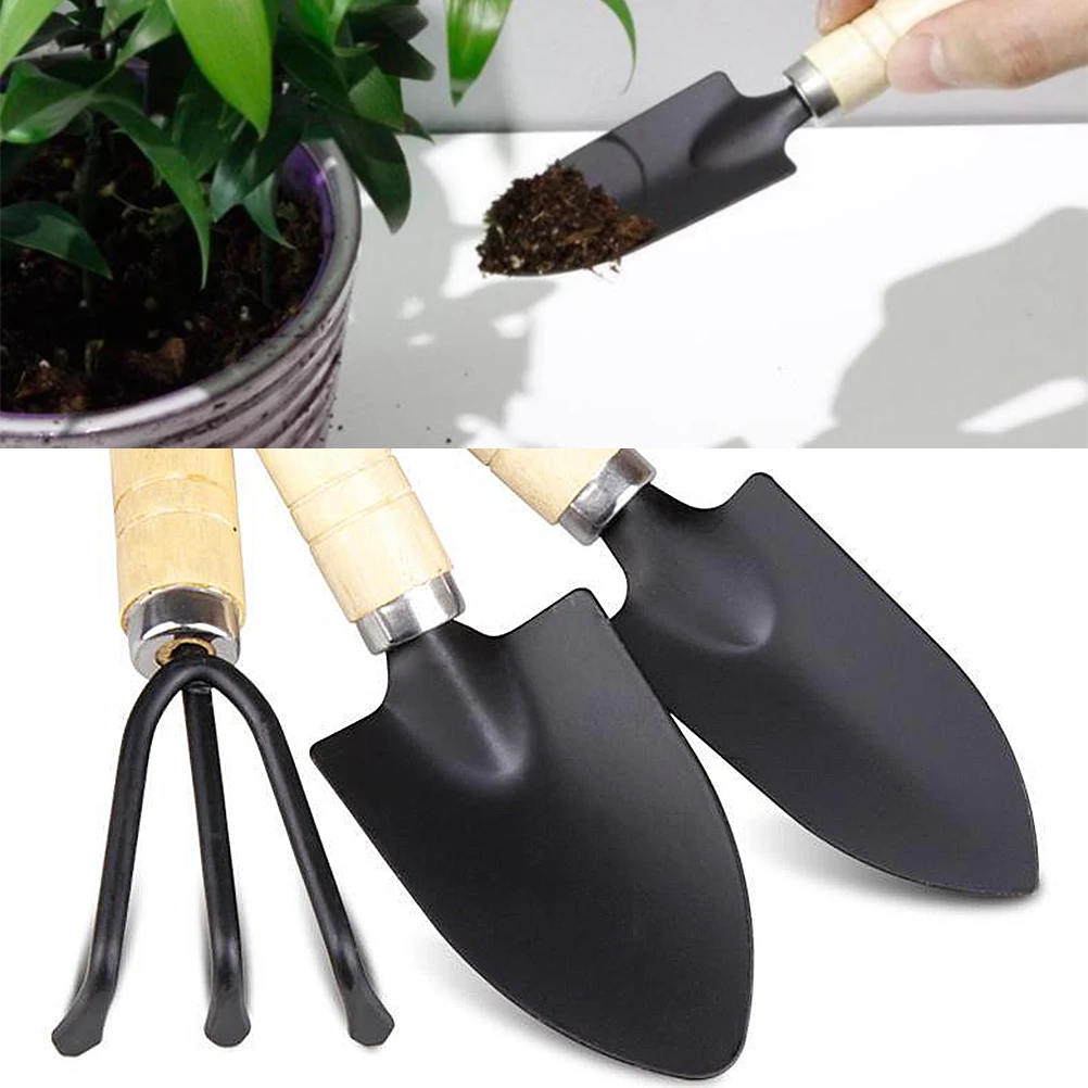 3 шт. деревянная ручка горшечные аксессуары садовый инструмент лопаты грабли в
