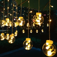 led solar powered curtain lights fairy string waterproof outdoor garden decor wishing ball curtain string lights