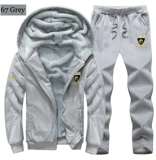 67 grey PEILOW, размер 7XL8XL, 9XL, зимний спортивный костюм, Мужская толстовка, спортивный комплект, флис, толстый, с капюшоном, Повседневный, для бега, спортивный костюм, мужская куртка+ штаны - Цвет: 67 grey