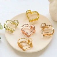 simple alloy heart hair clips large size hair hollow disk bathing hair claws women gift