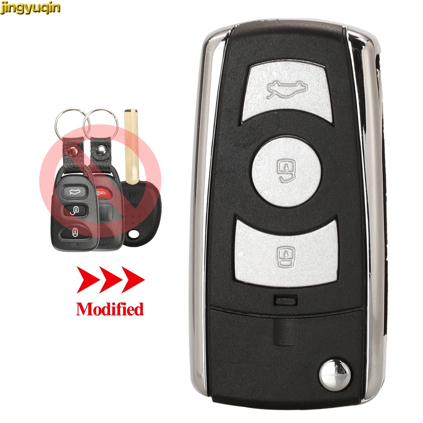 

Jingyuqin 10X 4Button Modified Remote Car Key Fob Shell For Hyundai Elantra Santa FE Atos Trajet Celesta Kia Cerato Right Groove