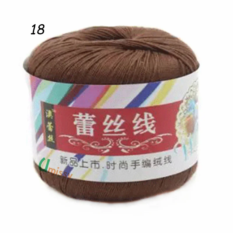 1pc 18 1 шт. хлопок чесаная пряжа для ручного вязания тонкая мягкая цветная Органическая пряжа - Цвет: 1pc 18