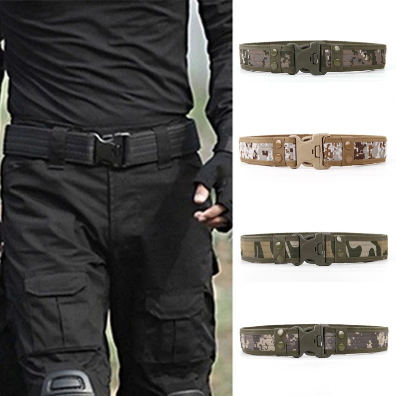 

2021 Army Style Thicken Combat Belts Quick Release Tactical Belt Fashion Men Canvas Waistband Outdoor Hunting Accessories 130cm