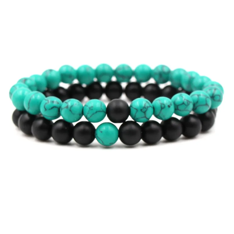 2 шт. элегантный мужской браслет из натурального камня пара вулканического
