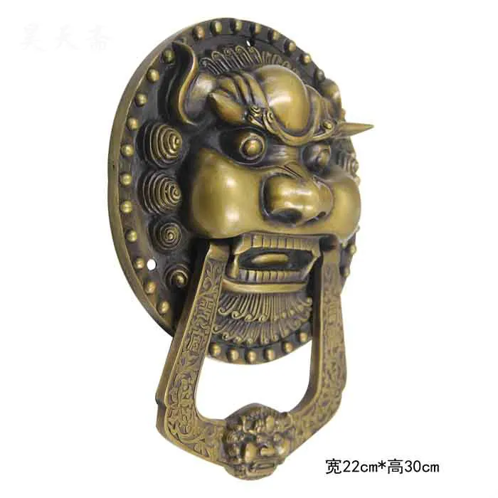 Классическая дверь из чистой меди ручка в виде зверя металлическое Крепление