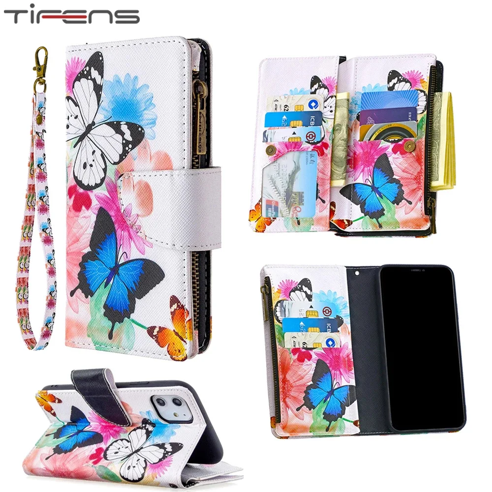 

Zipper Flip Case For iPhone 14 13 12 Mini 11 Pro X XS MAX XR 6 6s 7 8 SE 2020 2022 Leather Magnetic Wallet Card Slot Phone Cover