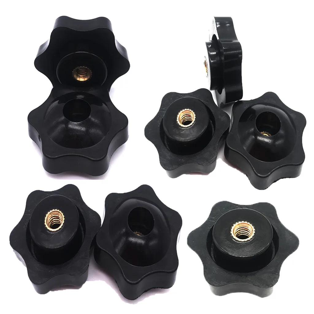 

Star Knob Female Thread 8pcs Black Plastic Star Head Clamping Knob Grip Sharped Knob Through/Non Through Hole Female Thread