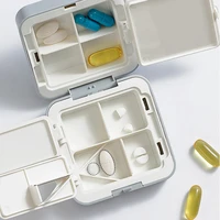 1pcs portable small pill case tablet for 4 gird travel medicine cutter week sealed plastic dispensing storage pill box organizer