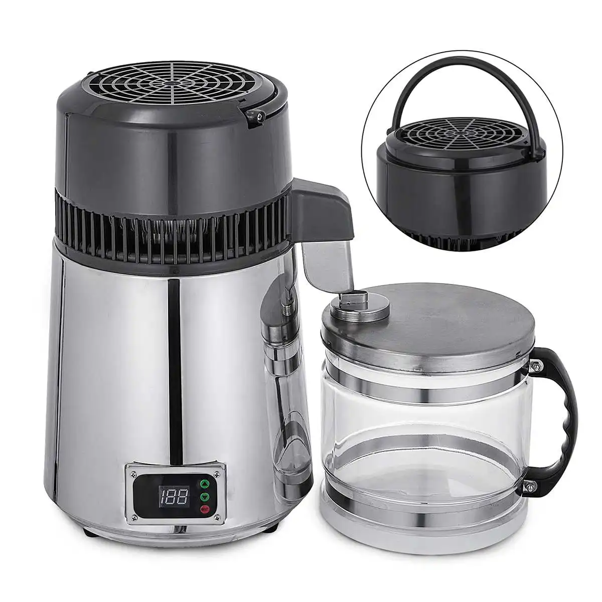 

750W 110V 4L Digital Display Pure Water Distiller Filter Stainless Steel Electric Water Distilled Machine Distillation Purifier