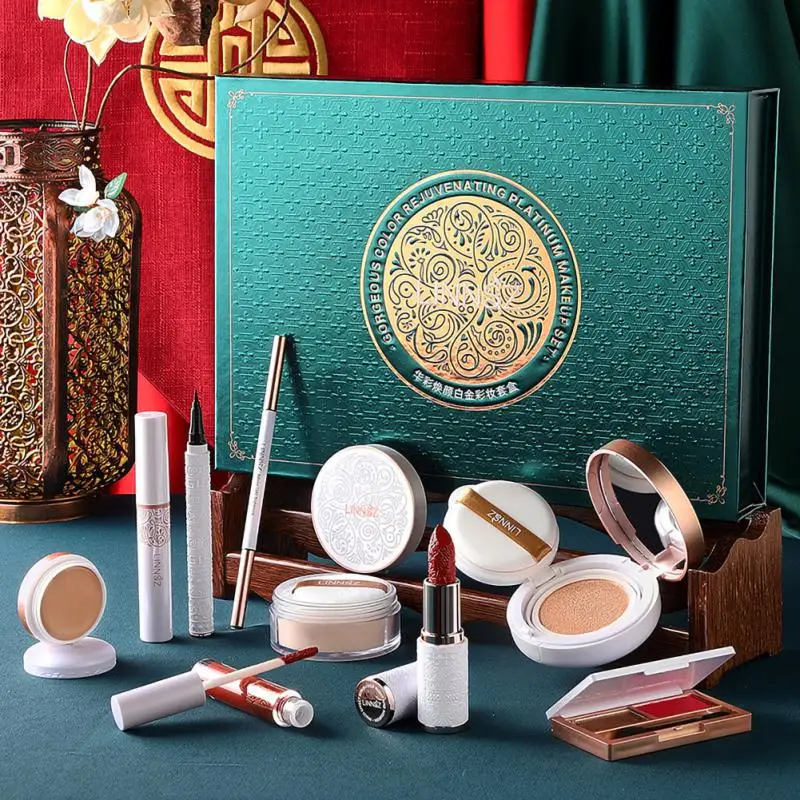 

ELECOOL 9PCS Beauty Set Eyebrow Pen Lipstick Concealer Air Cushion BB Cream Eye Shadow Makeup Set For Women Face Cosmetic TSLM1