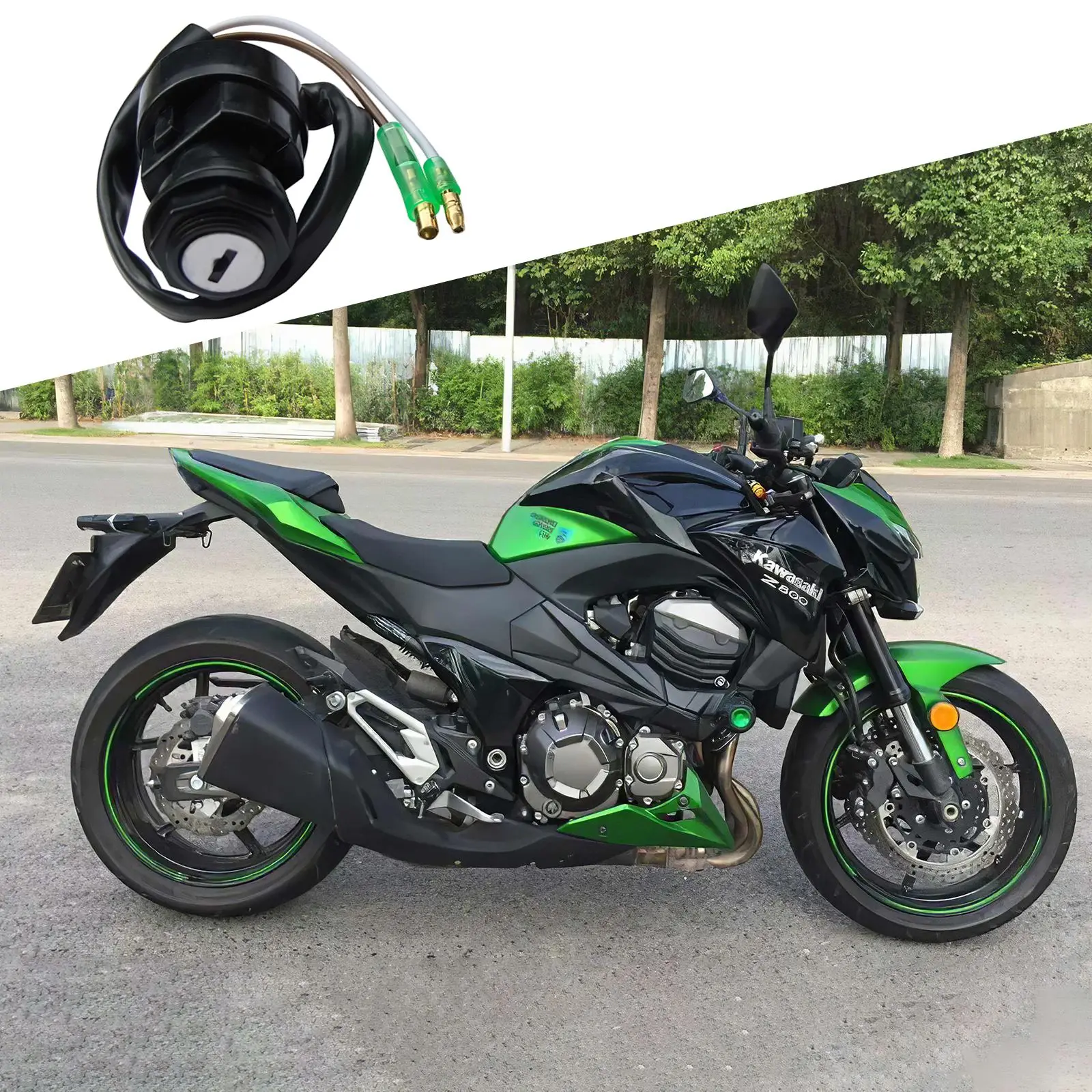 

TiOODRE 2-Wire Motorcycle Ignition Key Switch Motorbike Engine Start Key Switch Replacement for Kawasaki 300 400 KLF400 4X4