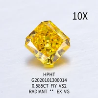 0 585ct fancy intense yellow lab grown diamond radiant hpht vs2 clarity gemid certificate