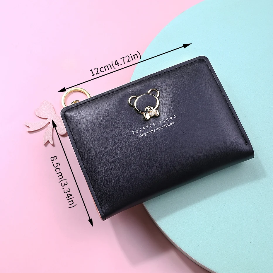 

FONMOR New Wallet for Women Hasp Small Wallets Pu Plaid Bear Rabbit Shape Card Holders Girls cute Fashion Ladies Short Purses