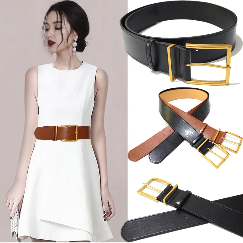 2020 Fashion New Wild Black/Brown Lady Pu Imitation Belt Luxury Desinger Brand Square Pin Buckle Belts Bg-1595