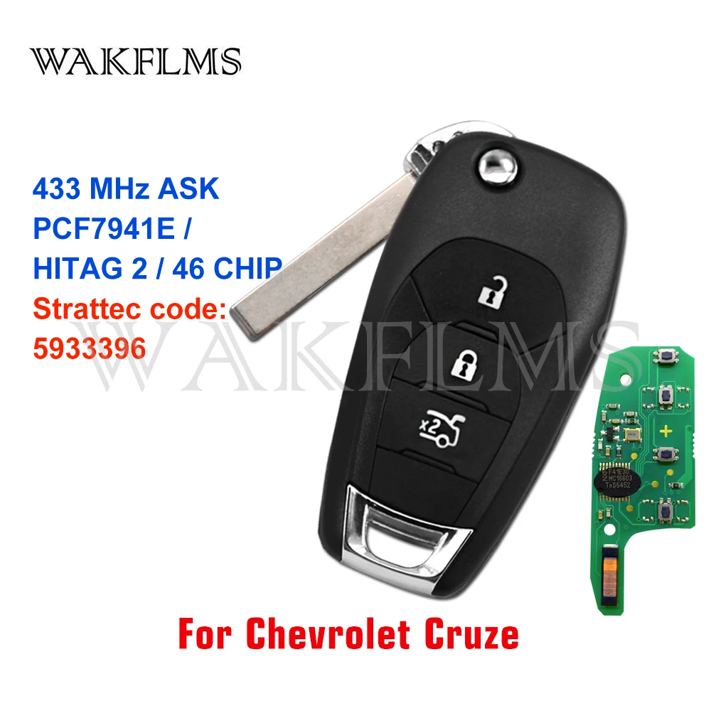 3btn откидной дистанционный Автомобильный ключ 315 МГц 433 для Chevrolet Cruze 2016 2019 с чипом