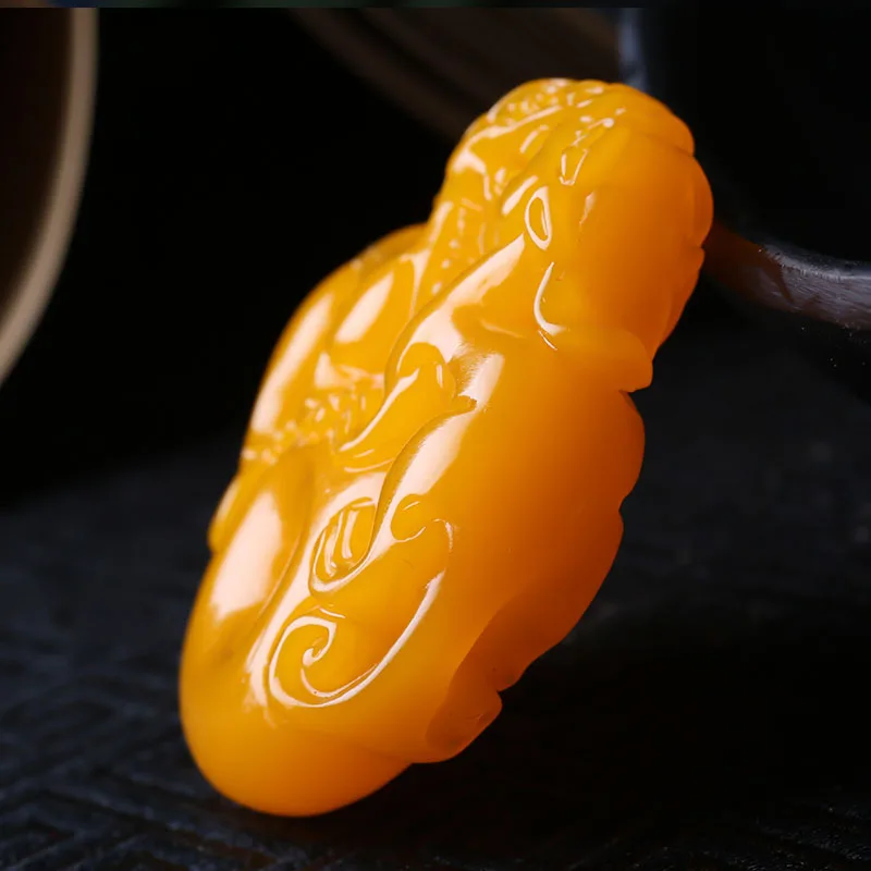 

CHINESE YELLOW JADE DOUBLE-SIDED DRAGON JADE PENDANT BEADS NECKLACE CHARM JEWELLERY FASHION ACCESSORIES HAND-CARVED MAN AMULET
