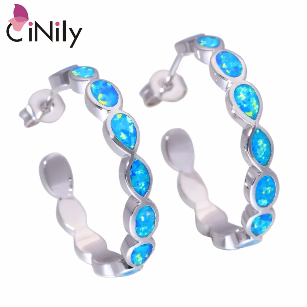 Женские сережки-гвоздики CiNily сережки с синим белым огненным опалом и