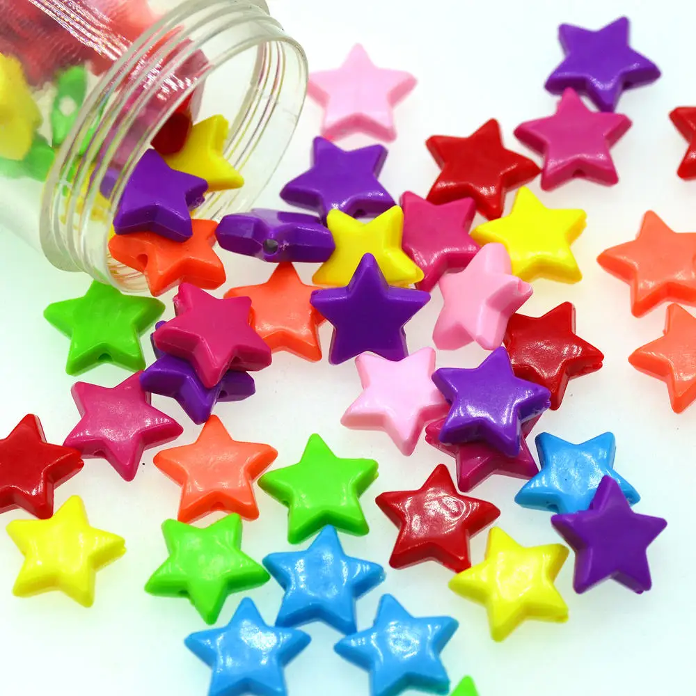 12 мм 50 шт./лот пластиковые разноцветные бусины со звездами костюм для самодельных
